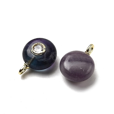 Natural Fluorite Flat Round Pendants G-H318-01G-A-02-1