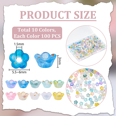 1000Pcs 10 Colors Frosted Transparent Acrylic Beads OACR-UN0001-18-1