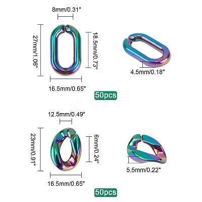 100Pcs 2 Style Acrylic Linking Rings OACR-PH0001-68-1