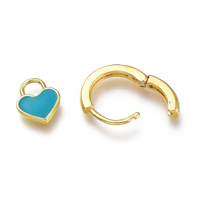 Brass Enamel Huggie Hoop Earrings KK-A150-10G-RS-1