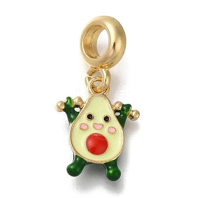 Rack Plating Alloy Green Enamel European Dangle Charms PALLOY-P307-17G-1