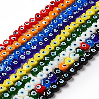 Handmade Evil Eye Lampwork Beads Strands LAMP-E023-07B-1