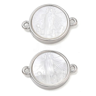 Rack Plating Brass & Natural White Shell Connector Charms SH-CBA6629-33P-1