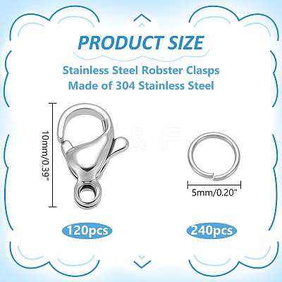 304 Stainless Steel Lobster Claw Clasps STAS-ME0002-92B-1