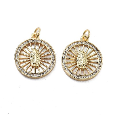 Brass Micro Pave Cubic Zirconia Pendants KK-Q006-26G-02-1