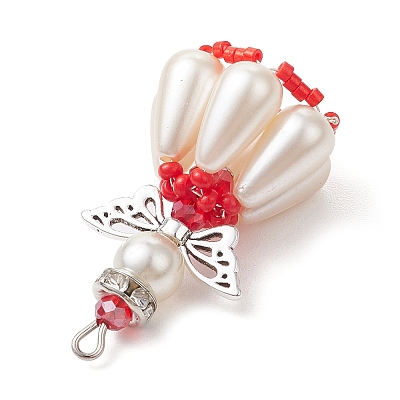 Pearlized Glass Pearl Beads Pendants PALLOY-MZ00487-03-1