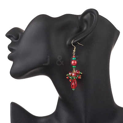 304 Stainless Steel Glass Dangle Earrings EJEW-MZ00602-1