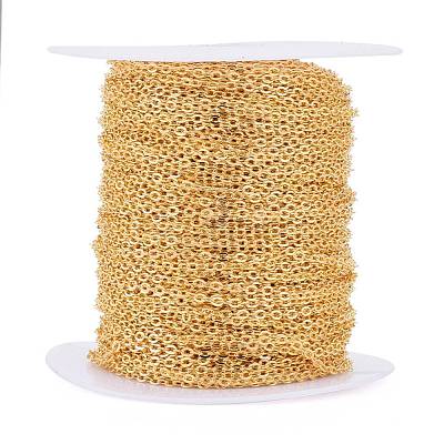 Brass Flat Oval Cable Chains CHC025Y-01-G-1