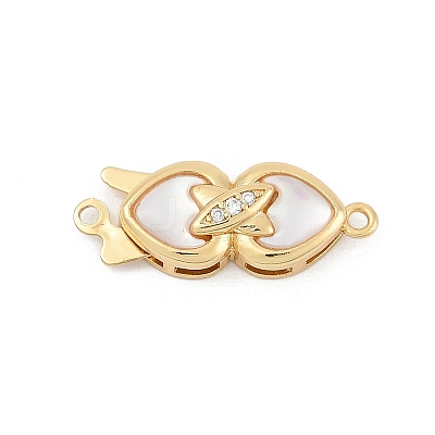 Brass Micro Pave Clear Cubic Zirconia Box Clasps KK-U051-01G-01-1