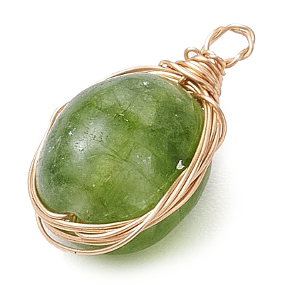 Dyed Natural Malaysia Jade Copper Wire Wrapped Pendants PALLOY-JF02879-1