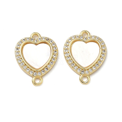 Brass Micro Pave Cubic Zirconia Connector Charms KK-H256-13G-1