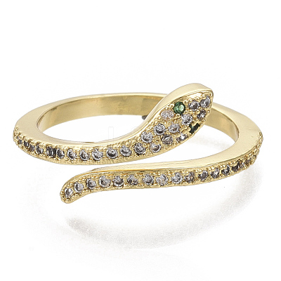 Brass Micro Pave Cubic Zirconia Cuff Rings RJEW-S044-067-NF-1