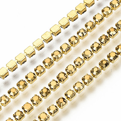 Electroplate Brass Rhinestone Strass Chains CHC-T006-SS6.5-01G-1