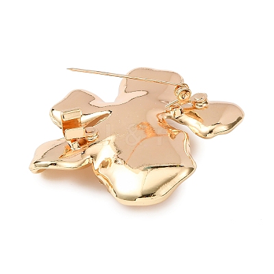 Flower Shape Alloy Rhinestone Lapel Pins for Backpack Clothes JEWB-B038-05G-1