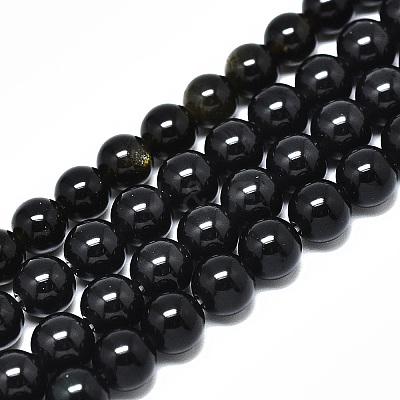 Natural Golden Sheen Obsidian Strands Beads LS-G-R485-09-6mm-1