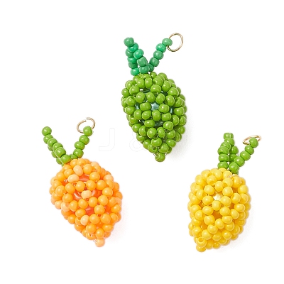 3Pcs 3 Colors Glass Seed Beaded Mango Pendants PALLOY-MZ00893-1