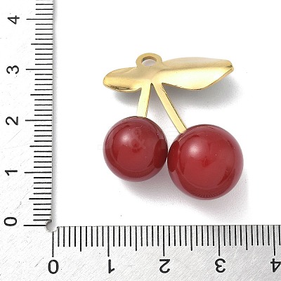 304 Stainless Steel with Acrylic Cherry Pendants LS-STAS-G362-05G-01-1