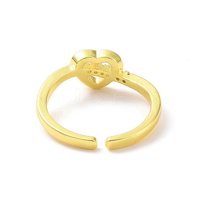 Clear Cubic Zirconia Heart Open Cuff Ring RJEW-H127-11G-1