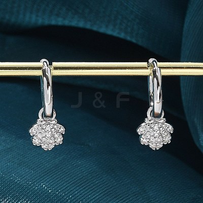 Brass Clear Cubic Zirconia Hoop Earrings EJEW-Q014-06P-1