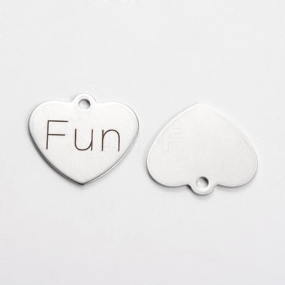 Non-Tarnish 201 Stainless Steel Heart Pendants STAS-L165-C15-1