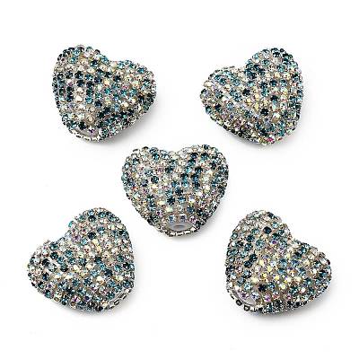 Sparkling Acrylic Heart Beads with Rhinestone Embellishment OACR-NH0001-02B-03-1