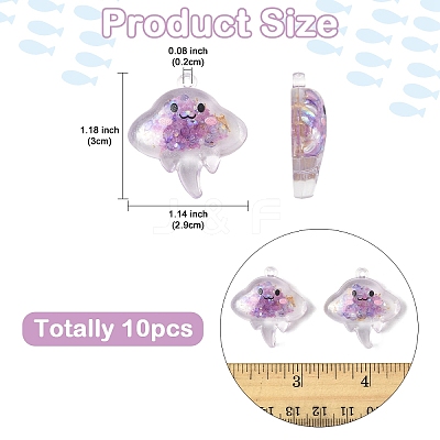 10Pcs Luminous Transparent Resin Pendants RESI-YW0004-44G-1