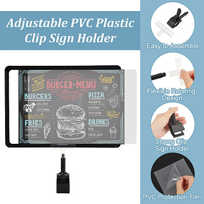 3 Styles Adjustable PVC Plastic Clip Sign Holder AJEW-FG0003-58-1