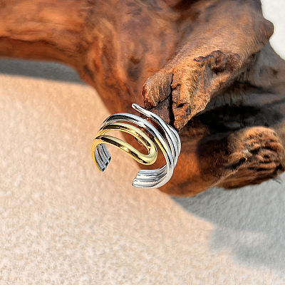 304 Stainless Steel Cuff Rings for Women RJEW-L133-03GP-01-1