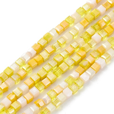Gradient Color Electroplate Glass Bead Strands X-GLAA-E042-05C-1