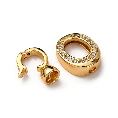 Brass Micro Pave Clear Cubic Zirconia Fold Over Clasps KK-Z121-29G-1