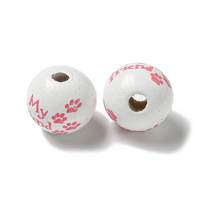 Printed Wood European Beads WOOD-G022-20C-1