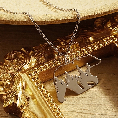 Non-Tarnish Stainless Steel Color 304 Stainless Steel Pendant Necklace GF1493-04-1