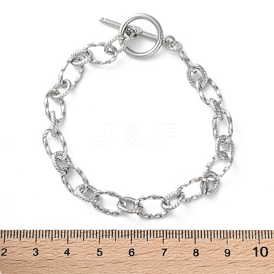 304 Stainless Steel Twisted Ovel Link Chain Bracelets for Women BJEW-A036-09P-1