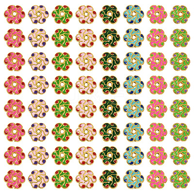 160Pcs 8 Colors Alloy Enamel Bead Caps FIND-TA0008-38-1