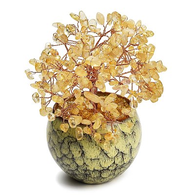 Heated Natural Citrine Chips Tree of Life Display Decorations GG-CBACC2B-02A-1