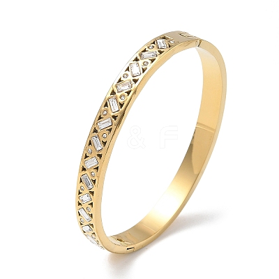 304 Stainless Steel & Rhinestone Hinged Bangles for Women BJEW-Z178-03G-1