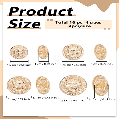 16Pcs 4 Styles Alloy Buttons BUTT-LP0001-32-1