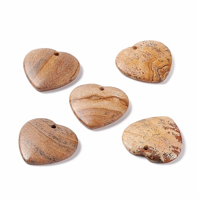 Natural Picture Jasper Pendants G-B030-01A-1