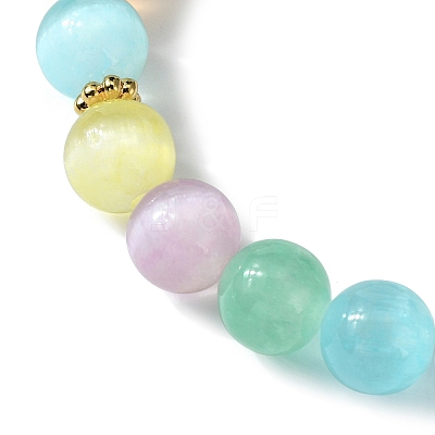 Candy Color 8mm Round Natural Selenite Beaded Stretch Bracelets BJEW-TA00501-1