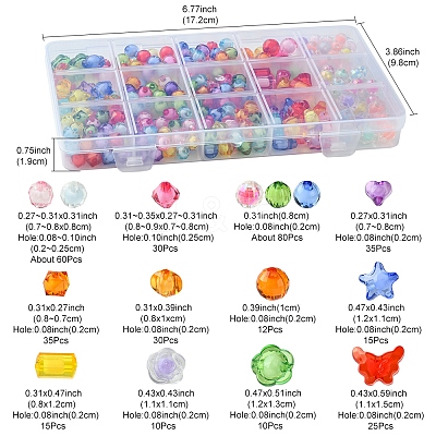 15 Styles Transparent Acrylic Beads TACR-FS0001-49-1