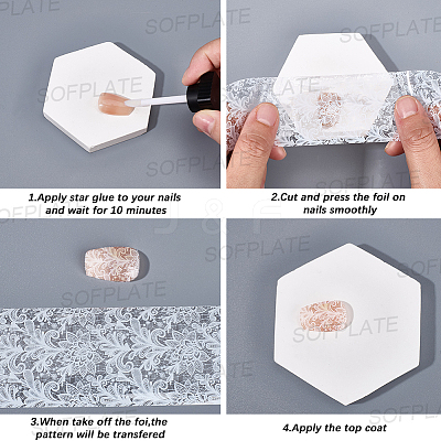 10 Rolls PET Lace Flower Nail Foils Floral Transfer Paper STIC-WH20010-16F-1