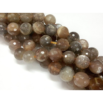 Natural Black Sunstone Round Bead Strands G-O039-20-8mm-1