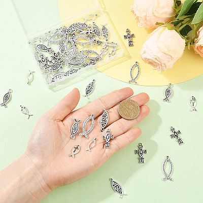 60Pcs 6 Styles Ocean Tibetan Style Alloy Pendants FIND-YW0012-44-1