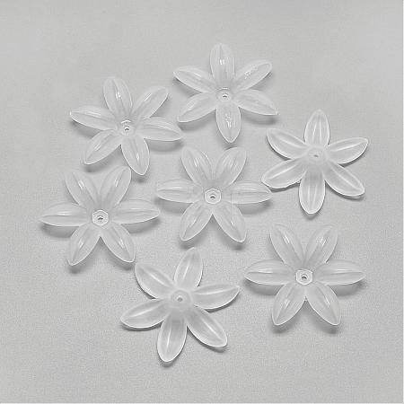 6-Petal Transparent Acrylic Bead Caps FACR-S018-SB518-1