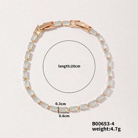 Elegant and Versatile Rectangle Brass Glass Bracelets for European and American Fashion QW9736-4-1