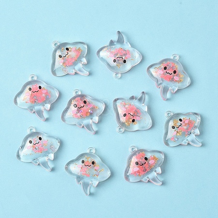 10Pcs Luminous Transparent Resin Pendants RESI-YW0004-44A-1