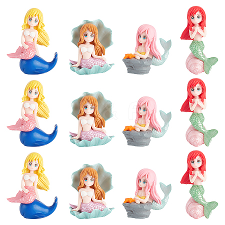 AHADERMAKER 12Pcs 4 Styles Mermaid Resin Display Decorations DJEW-GA0001-45-1