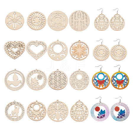 Cheriswelry DIY Wooden Dangle Earring Making Kits DIY-CW0001-16-1