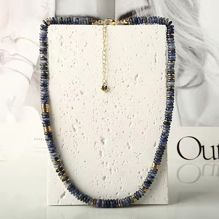 Natural Sodalite Disc Heishi Beaded Necklaces for Women IG0638-6-1