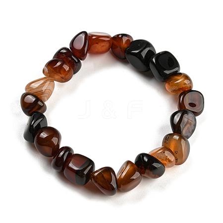 Dyed & Heated Natural Agate Nugget Beaded Stretch Bracelets BJEW-H238-01E-1